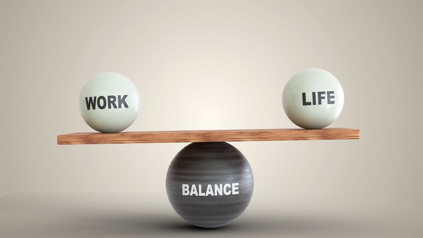 Work Life Balance words written on spheres, Balancing concept