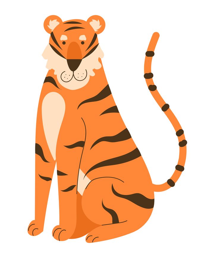Tiger cartoon doodle flat style simple design isolated on white background concept. Vector flat cartoon graphic
