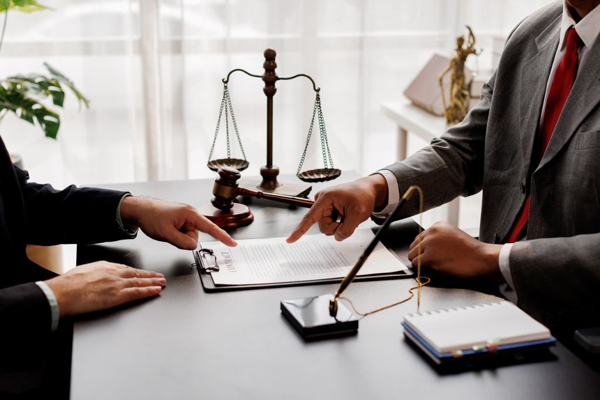 The boss is pointing in the face at the helper who misbehaved in business or legal matters in law firm office. Legal law, advice deal justice and law concept.