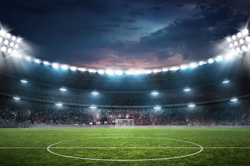 View of illustration football ground at night