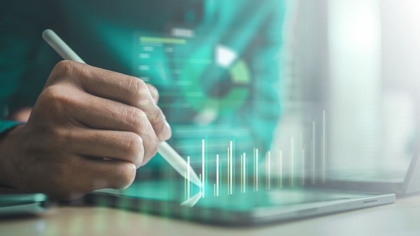 ESG sustainability concept with digital dashboard analytics, highlighting environmental protection, renewable energy, carbon reduction and corporate governance strategy for responsible business growth
