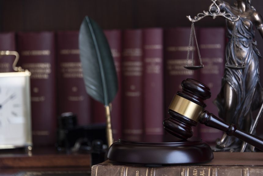 Lawer and notary concept. Statue of justice closeup view