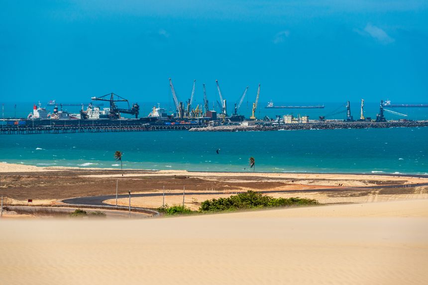 Pecem harbor is an important port terminal on the Brazilian Northeast coast.