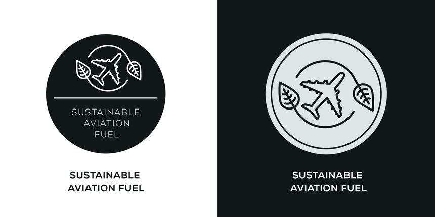 Creative (Sustainable Aviation Fuel) icon, vector sign.