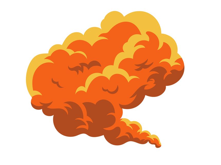 Smoke Cloud and Dust Explosion Puff, smog flow, hot cloud