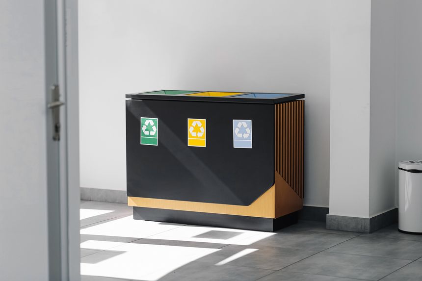 Eco friendly container for garbage sorting. Sustainable waste.