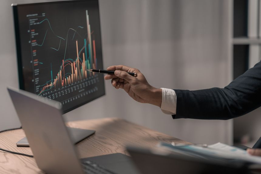 Trading, Forex Charts and Foreign Exchange Business, Global Economy, Finance and Investment Investment Growth and Stock Market Data Analysis