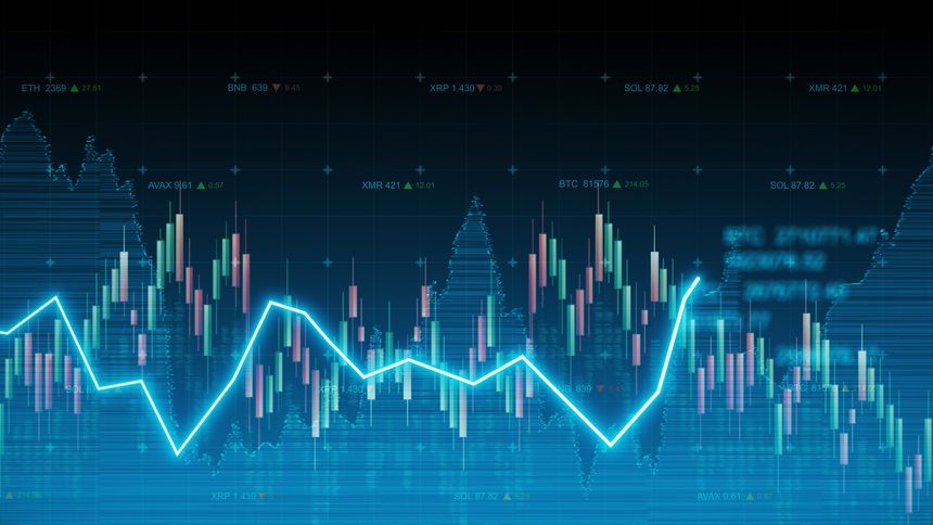 Abstract stock or financial chart with candle sticks graphs and stock indexes